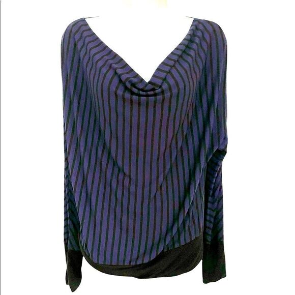 red haute cowl neck striped tee, blue/black - Picture 2 of 7